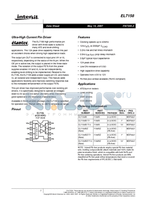 EL7158 datasheet - Ultra-High Current Pin Driver