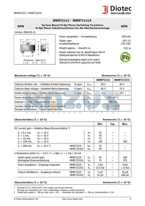 MMBT2222 datasheet - Surface Mount Si-Epi-Planar Switching Transistors