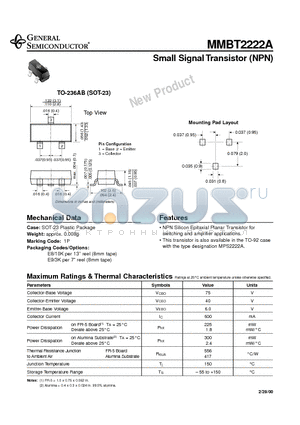 MMBT2222A datasheet - Small Signal Transistor (NPN)