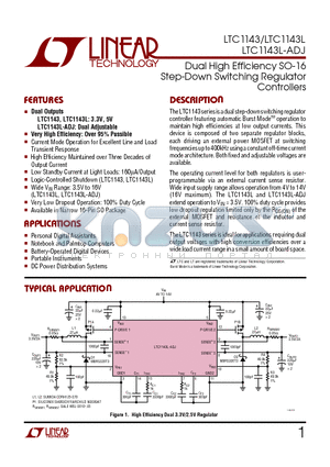 LTC1143CS datasheet - Dual High Efficiency SO-16 Step-Down Switching Regulator Controllers