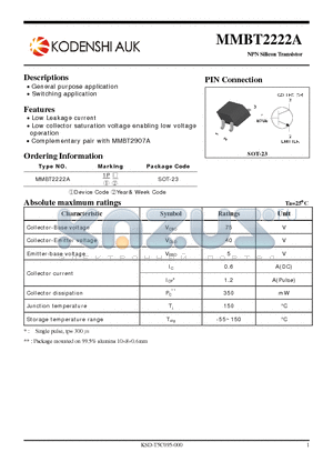 MMBT2222A datasheet - NPN Silicon Transistor