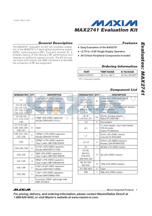 MAX2741_1 datasheet - Evaluation Kit