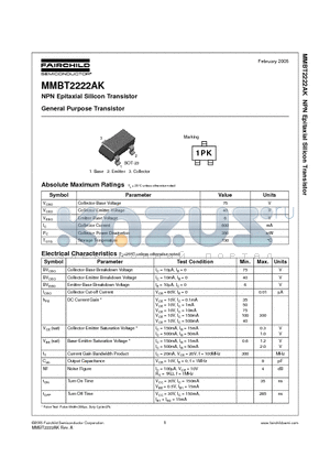 MMBT2222AK datasheet - NPN Epitaxial Silicon Transistor