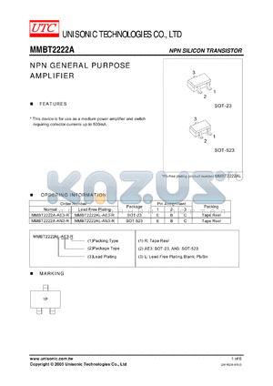 MMBT2222AL-AN3-R datasheet - NPN GENERAL PURPOSE AMPLIFIER