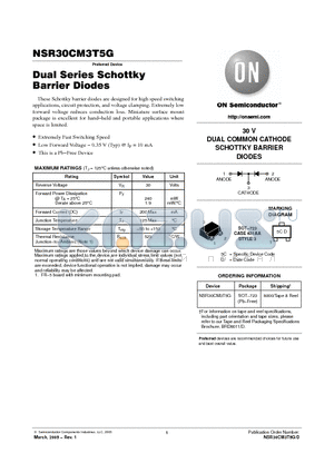 NSR30CM3T5D datasheet - Dual Series Schottky Barrier Diodes