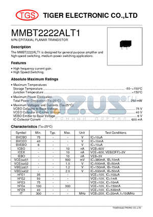 MMBT2222ALT1 datasheet - NPN EPITAXIAL PLANAR TRANSISTOR