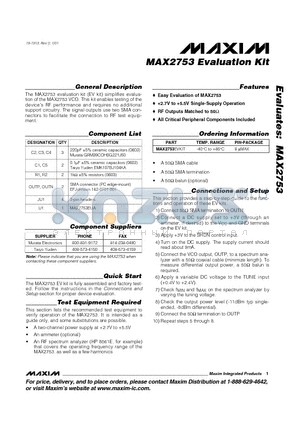 MAX2753 datasheet - Evaluation Kit