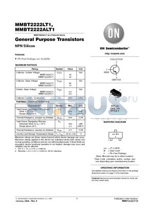 MMBT2222ALT3G datasheet - General Purpose Transistors NPN Silicon