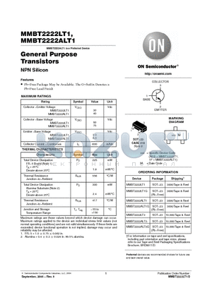 MMBT2222ALT1G datasheet - General Purpose Transistors