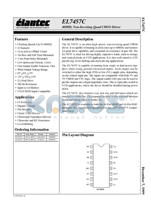 EL7457C datasheet - 40MHz Non-Inverting Quad CMOS Driver