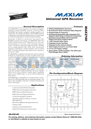 MAX2769ETI+ datasheet - Universal GPS Receiver