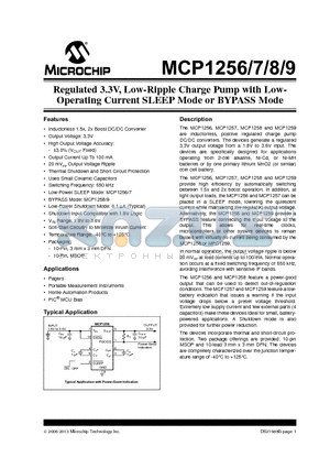 MCP1256_13 datasheet - Regulated 3.3V, Low-Ripple Charge Pump with Low- Operating Current SLEEP Mode or BYPASS Mode