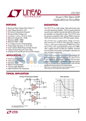 LTC1151 datasheet - Dual a15V Zero-Drift Operational Amplifier