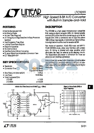 LTC1099CN datasheet - High Speed 8-Bit A/D Converter with Built-In Sample-and-Hold