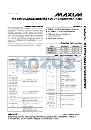 MAX2827 datasheet - MAX2825/MAX2826/MAX2827 Evaluation Kits