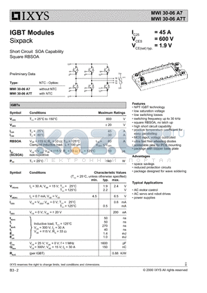 MWI30-06A7 datasheet - IGBT Modules