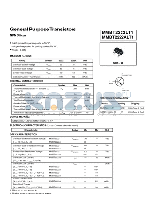 MMBT2222LT1 datasheet - General Purpose Transistors NPN Silicon