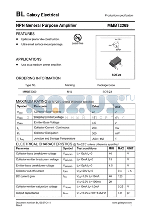 MMBT2369 datasheet - NPN General Purpose Amplifier