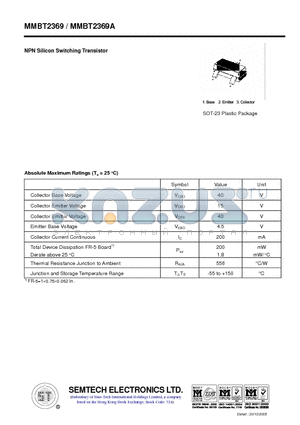 MMBT2369A datasheet - NPN Silicon Switching Transistor