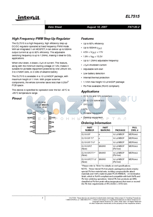 EL7515IY datasheet - High Frequency PWM Step-Up Regulator