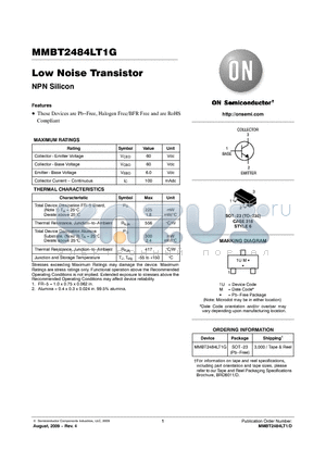 MMBT2484LT1G datasheet - Low Noise Transistor