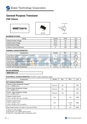 MMBT2907A datasheet - GENERAL PURPOSE TRANSISTOR PNP SILICON