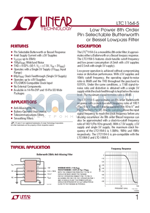 LTC1164-5CS datasheet - Low Power 8th Order Pin Selectable Butterworth or Bessel Lowpass Filter