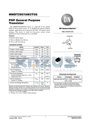 MMBT2907AM3T5G datasheet - PNP General Purpose Transistor