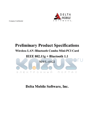MWL-41G2 datasheet - Preliminary Product Specifications Wireless LAN /Bluetooth Combo Mini-PCI Card