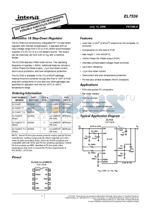 EL7536IYZ-T13 datasheet - Monolithic 1A Step-Down Regulator