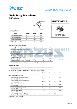 MMBT3640LT1 datasheet - Switching Transistor(PNP Silicon)