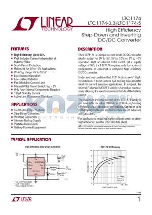 LTC1174IN8 datasheet - High Efficiency Step-Down and Inverting DC/DC Converter