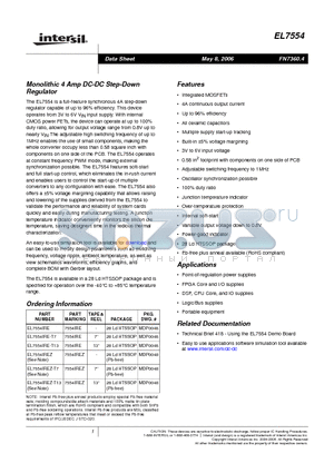 EL7554IREZ-T13 datasheet - Monolithic 4 Amp DC-DC Step-Down Regulator