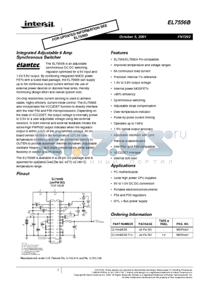 EL7556B datasheet - Integrated Adjustable 6 Amp Synchronous Switcher