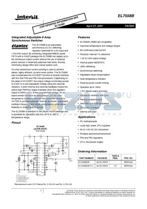 EL7558B datasheet - Integrated Adjustable 8 Amp Synchronous Switcher