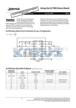 EL7562 datasheet - The EL7562 is a Buck (Step Down) DC:DC controller with integrated synchronous MOSFETs in a 16-pin QSOP package.