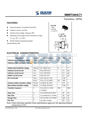 MMBT3904LT1 datasheet - Transistors (NPN)