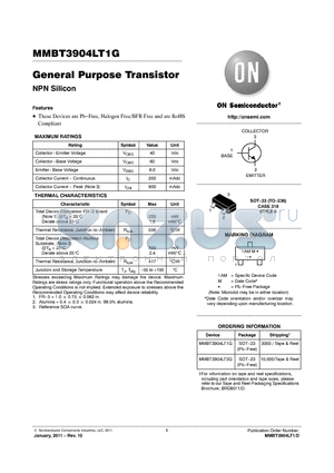 MMBT3904LT1G datasheet - General Purpose Transistor