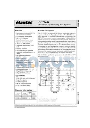 EL7563CRE-T13 datasheet - Monolithic 4 Amp DC:DC Step-down Regulator