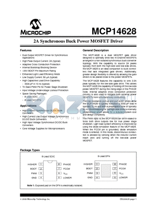 MCP14628 datasheet - 2A Synchronous Buck Power MOSFET Driver