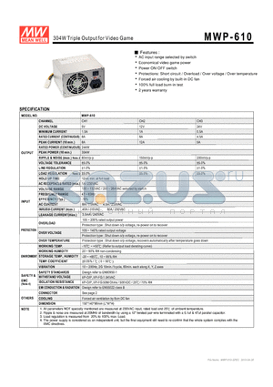 MWP-610 datasheet - 304W Triple Output for Video Game