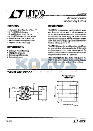 LTC1232I datasheet - Microprocessor Supervisory Circuit