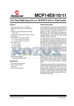 MCP14E10 datasheet - 3.0A Dual High-Speed Power MOSFET Driver With Enable