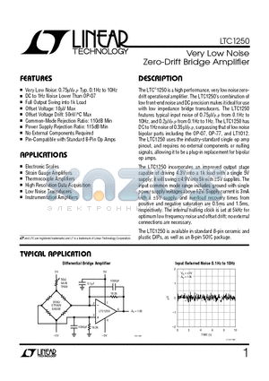 LTC1250 datasheet - Very Low Noise Zero-Drift Bridge Amplifier
