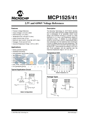 MCP1541 datasheet - 2.5V and 4.096V Voltage References