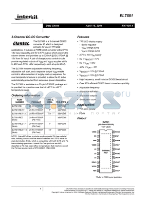 EL7581 datasheet - 3-Channel DC-DC Converter