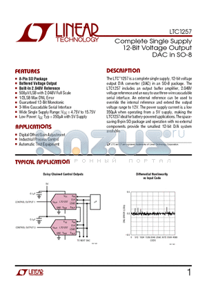 LTC1257 datasheet - Complete Single Supply 12-Bit Voltage Output DAC in SO-8