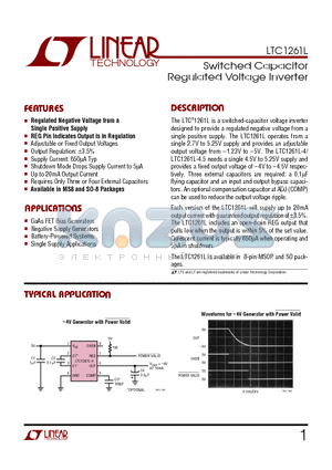 LTC1261LCMS8 datasheet - Switched Capacitor Regulated Voltage Inverter