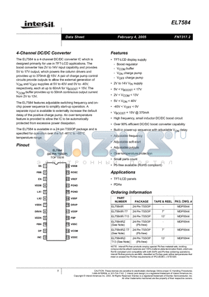EL7584IR datasheet - 4-Channel DC:DC Converter