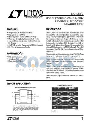 LTC1264-7C datasheet - Linear Phase, Group Delay Equalized, 8th Order Lowpass Filter